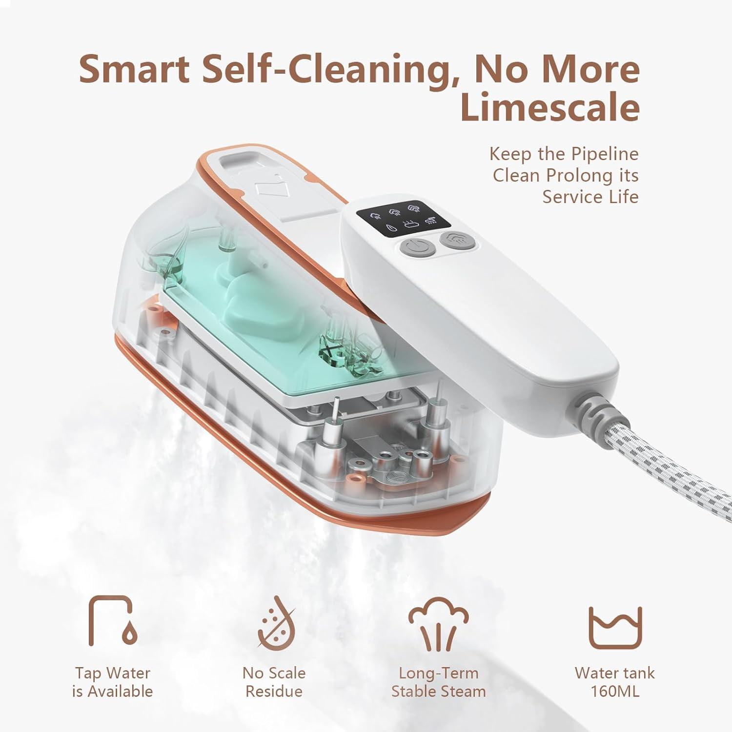 Travel Steamer, 1300W 15S Heat Up Portable Steamer for Clothes, 180° Rotatable, 3 Steam Modes, Wet and dry Garment Steamer for Travel Home