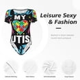 thumbnail image 4 of Rateoe I Love My Autism Printed Women Rash Guard Short Sleeve,Tummy control Swimsuit Surfing Swimsuit Bathing Suit Short-sleeved Onesie UPF 50+ -Small, 4 of 7