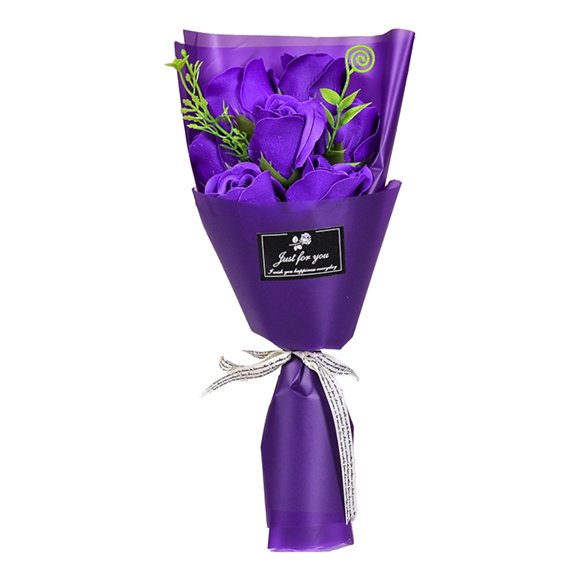 Ramo de rosas artificiales de 7 cabezas, hecho a mano, con pétalos de flores de jabón, ideal como decoración para aniversarios, cumpleaños, regalos para mujeres, madres, esposas y novias.