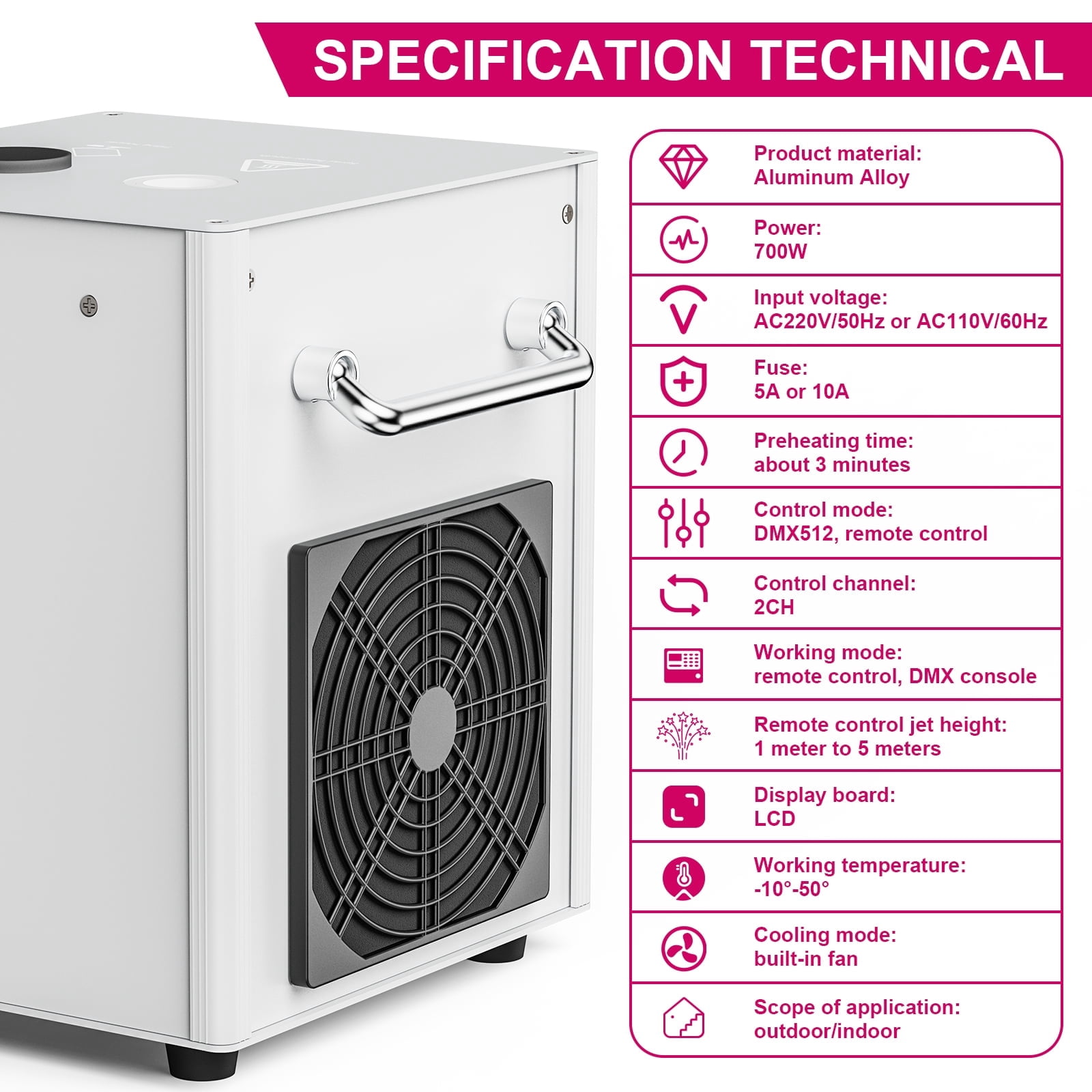 2Pcs Cold Spark Firework Machine,Stage DMX Effect Machine for DJ Event Party Wedding,White