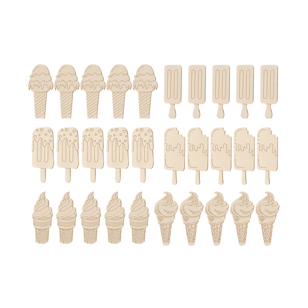 Unfinished Ice Cream Wood Cutouts Summer DIY Wood Cutouts for Crafts