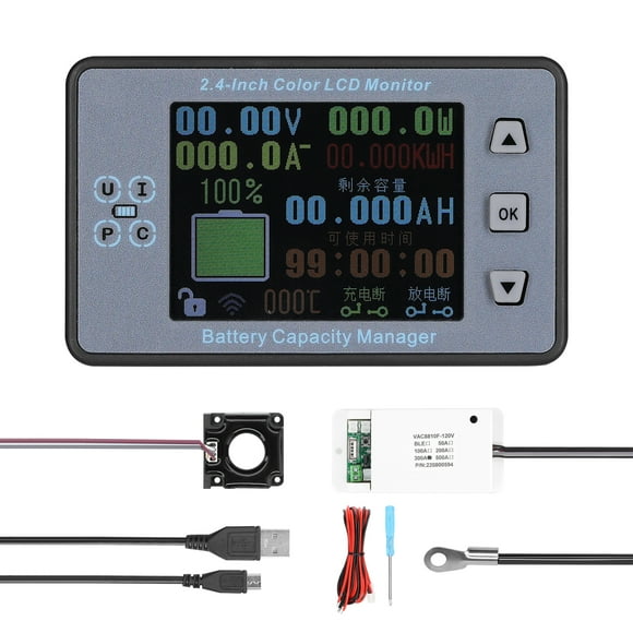 Yeacher 2.4 Inch Wireless Voltage Meter Ammeter Voltmeter Coulometer Battery Power Detector Battery Capacity Tester Real-time Battery Monitor