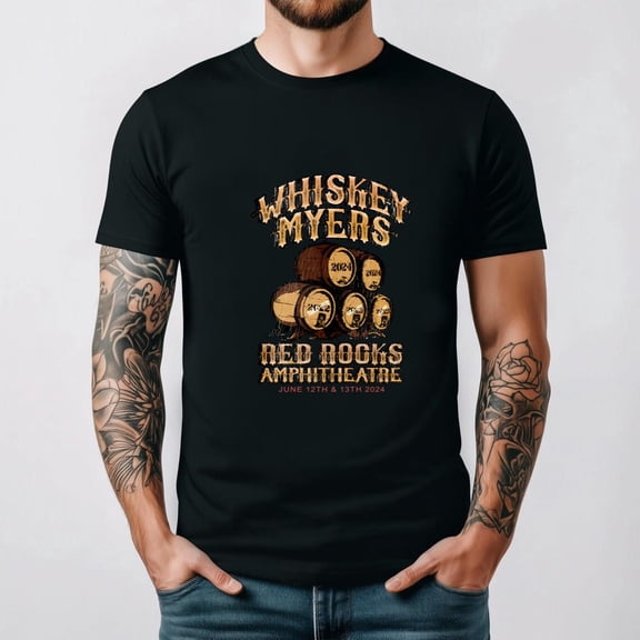 Whiskey Myers Red Rocks Concert Inspired Retro Country Music Graphic Unisex T-Shirt, for men & women, up to size 5XL.