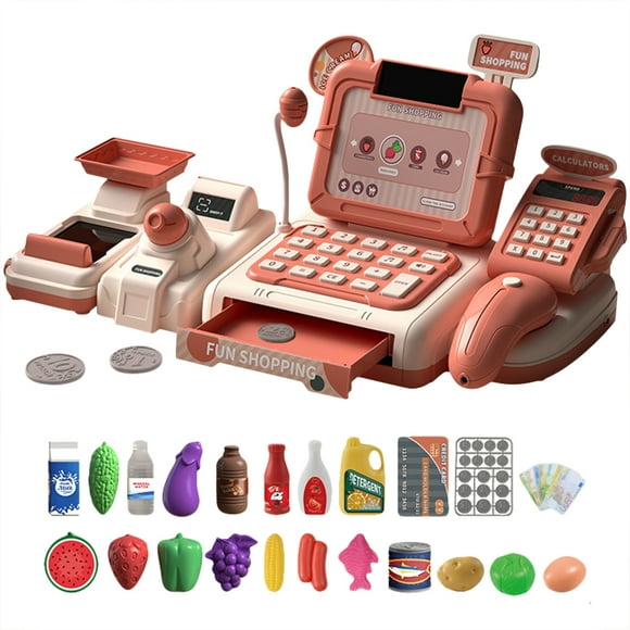 Registro De Efectivo Para Niños, Cash Registro De Juego Juguete Play De Coral Orange Strong Plastic Para Familia