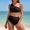 Black, variant on BOBOGOJP Women One Shoulder High Waisted Bikini Sets Two Piece Swimsuit Tummy Control Bathing Suit Full Coverage Swimwear Black for Size L