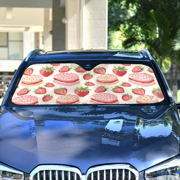 Strawberry Cakes Automotive Front Car Windshield Sun Shade Reflector Foldable for Front Fit for Cars Truck SUVs