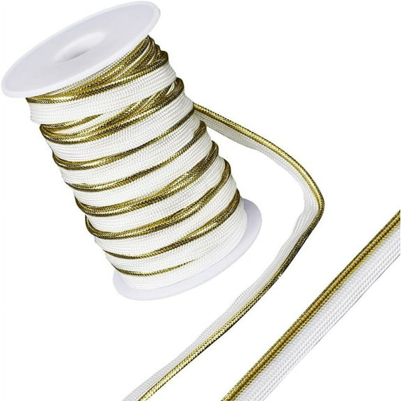 22 Yards Gold Piping Trim with Metallic Lip Welting 0.47 Inch Wide Bias Tape Cord Edge Trim Ribbon for Sewing Clothing Pillows Lamps Draperies Home Decor Upholstery diy