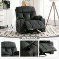 thumbnail image 2 of Bonzy Home Rocker Recliner Chair with Swivel Base, Massage & Heat, 2 Cup Holders – Comfortable Recliner for Living Room, Bedroom, Black, 2 of 7