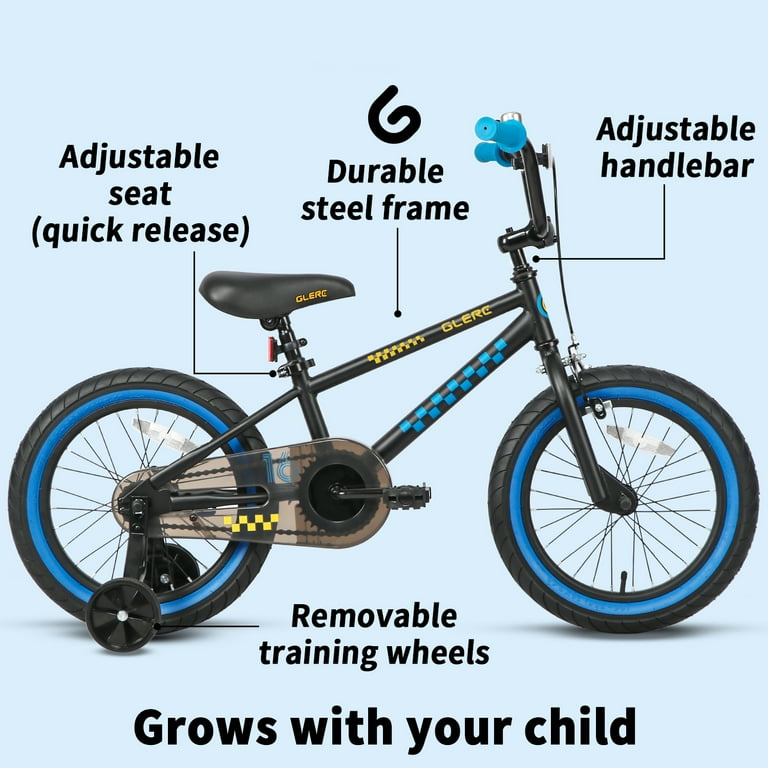 Glerc NuNu 16 Inch Kids Bike BMX Style for 4 5 6 7 8 Years Old