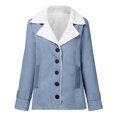 thumbnail image 4 of Winter Warm Fleece Lined Jackets For Women Plain Color Jacket With Pockets Button Coats Outerwear, 4 of 6