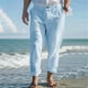 thumbnail image 1 of Pantalones largos para hombre, lisos, informales, con múltiples bolsillos y botones, para exteriores, rectos, para fitness, cargo, poliéster, 1 of 6