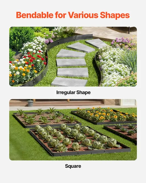 Metal Landscape Edging 8 Pack 72 Inch Rust Resistant Aluminum Alloy Bendable Garden Border Heavy Duty Lawn Edging Fence for Flower Bed Yard Pathway