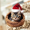 thumbnail image 2 of Luoshdecor Grey Tabby Cat Christmas Ornament, Lovable Hat Cat Ornament for Christmas Tree Home Decor, 2 of 8