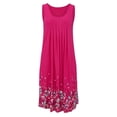 thumbnail image 1 of BJYX Robe Sans Manches Plissée Col Carré Imprimé Floral Ample Femmes Été Boho Robe Midi Courte Soirée Fête Plage Robe d'Été, 1 of 5