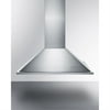 36" wide island range hood in stainless steel, made in Spain with curved canopy style