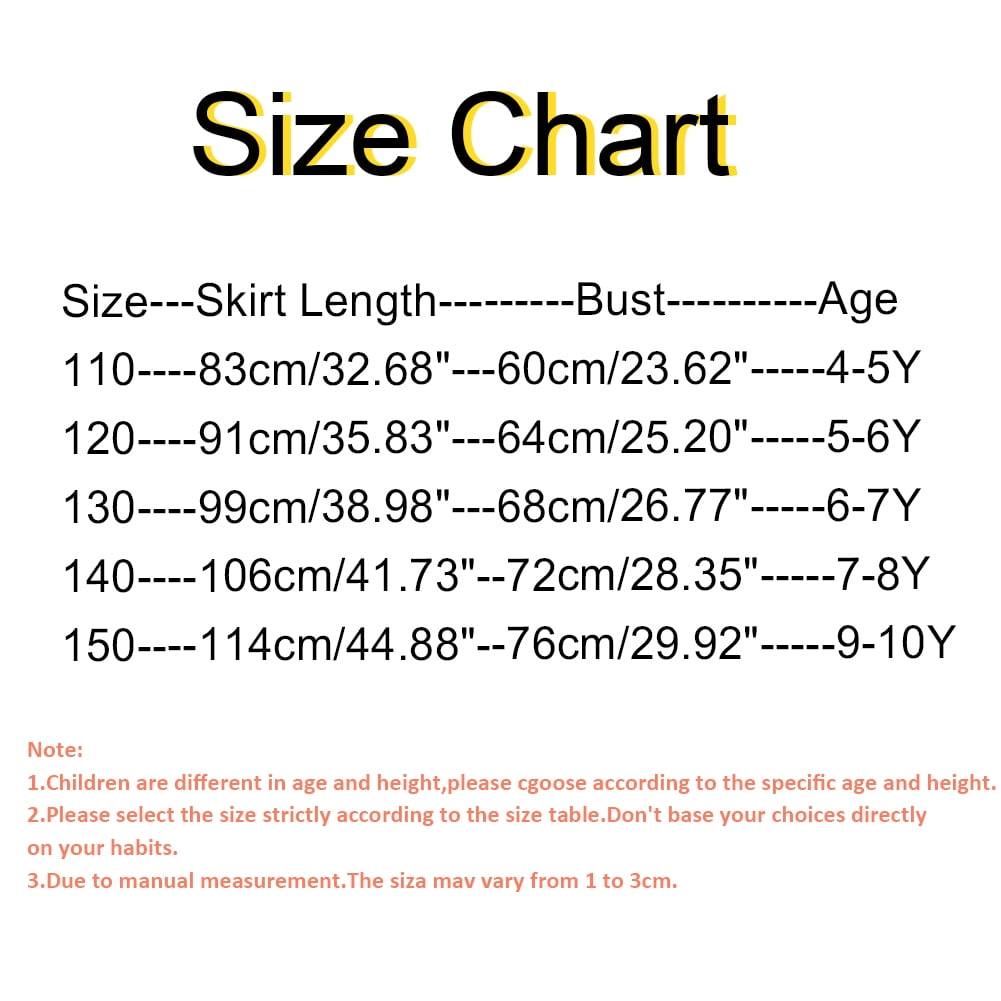 Size Chart Skirt Length For Year Old Esaierr Flower Girl Dress