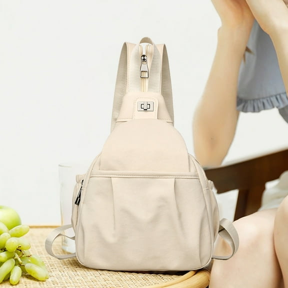 Large Capacity One Shoulder Backpack, Canvas Crossbody Chest Bag for Daily Use, 15 Inch Laptop Friendly, Black Beige Wine Gray Versatile Commuter School Bag