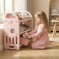 thumbnail image 7 of ANYEDDE Kids Toy Storage Organizer with 6 Bins,Multi-functional Nursery Organizer Kids Furniture,Toy Storage Cabinet Unit with HDPE Shelf and Bins for Playroom,Pink Bedroom, Living Room, 7 of 7