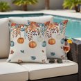 thumbnail image 2 of Outdoor Pillow Covers 16x16 Set of 2, Orange Blue Pumpkins Fall Waterproof Patio Throw Pillow Covers for Couch Sofa Chair, Weeping Botanical Thanksgiving Rustic Pillowcases for Throw Pillows, 2 of 9