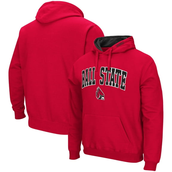 Men's Colosseum Cardinal Ball State Cardinals Arch & Logo 3.0 Pullover Hoodie