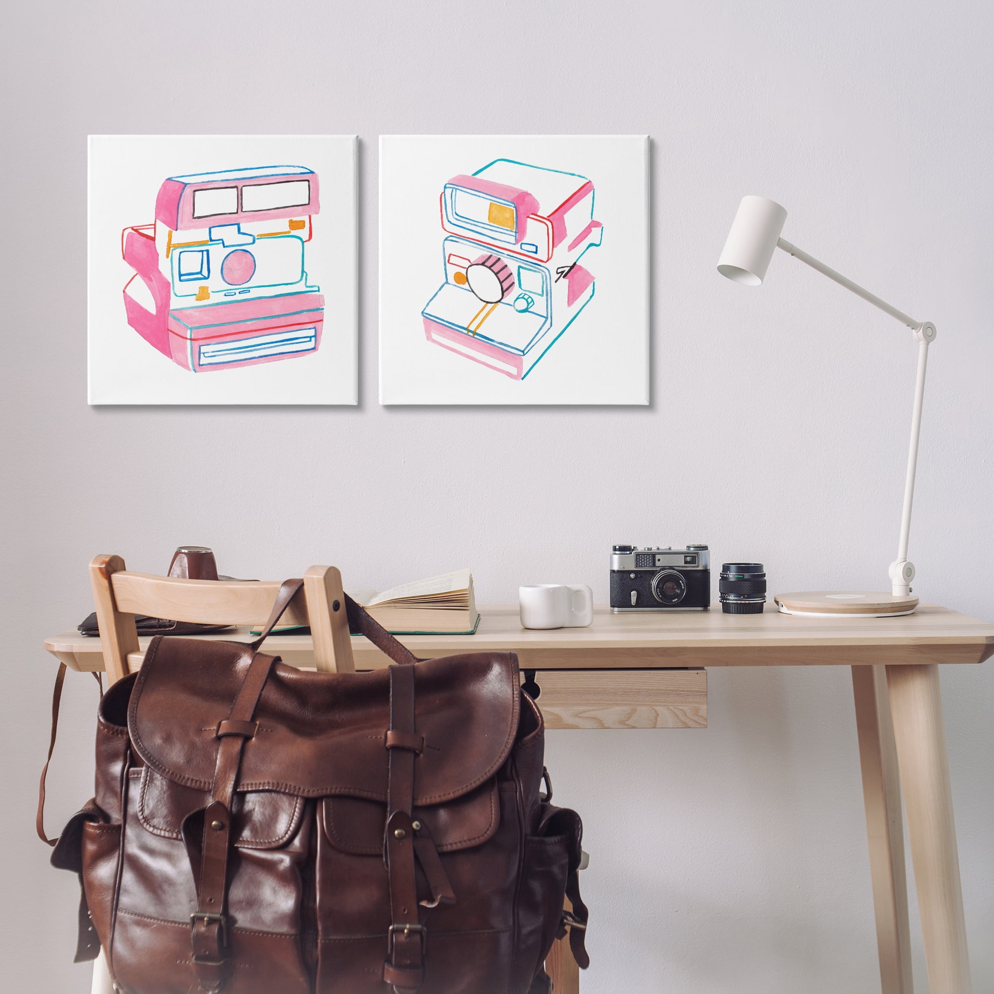Stupell Industries Hand Drawn Vintage Camera Entertainment Painting Wrapped Canvas Art Print Wall Art, 17 x 17, Set of 2