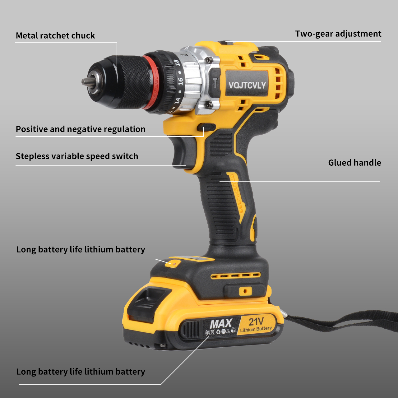 Euur 21V Brushless Cordless Drill Set with 26 Drill Bits photo 5