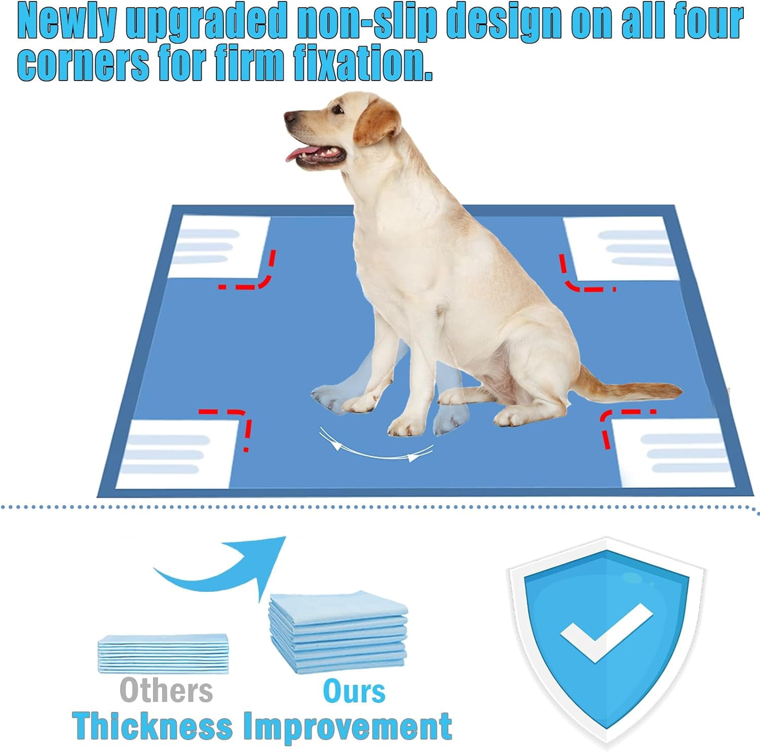Dog Pee Pads for Dogs Large Blue Puppy Pads Pet Disposable Training Pads 24”X 18” Leak-Proof Quick-Dry Design for Dogs (24"X18")