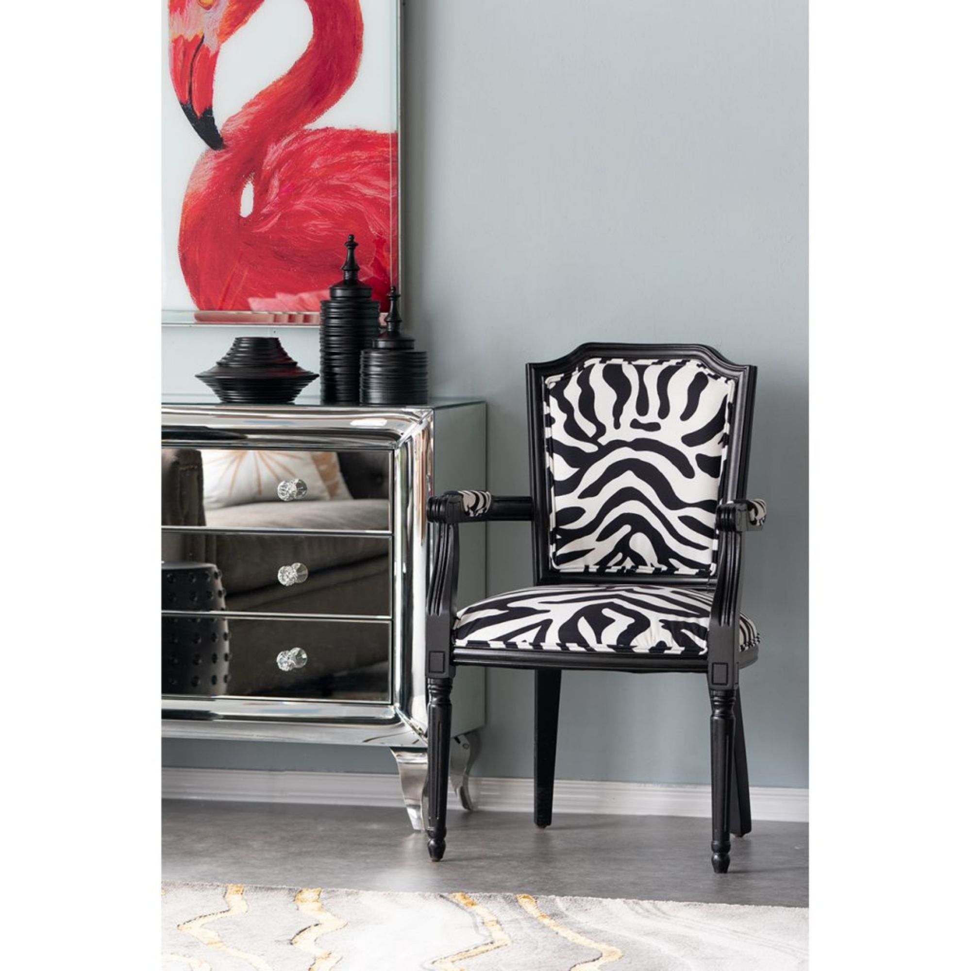 39" Black and White Zebra Upholstered Arm Chair - Walmart.com - Walmart.com