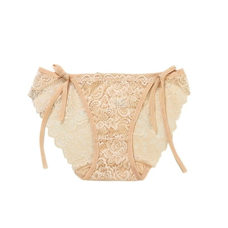 

ZHUASHUM Women Low Waist Bandage Panties Lace Floral Thong