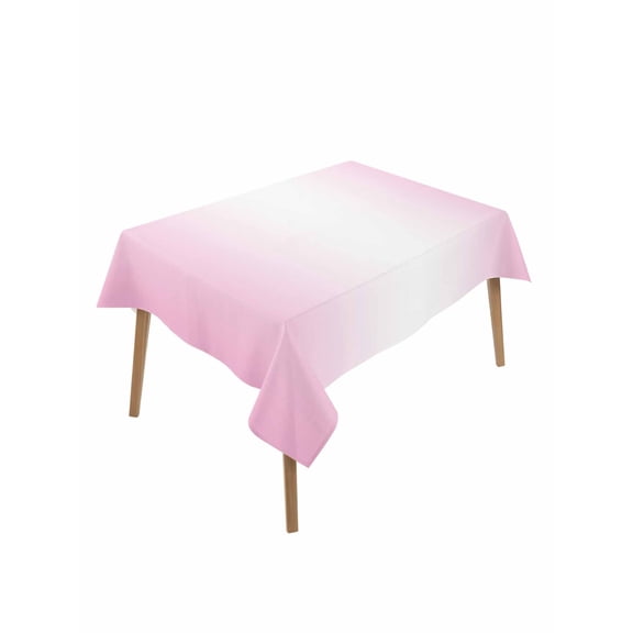 Pink Ombre Table Cloth, Pink White Gradient Modern Abstract Art Waterproof Tablecloth for Rectangle Tables, Reusable Washable Fabric Table Cover for Restaurant Kitchen Dining Tables 52"x70"