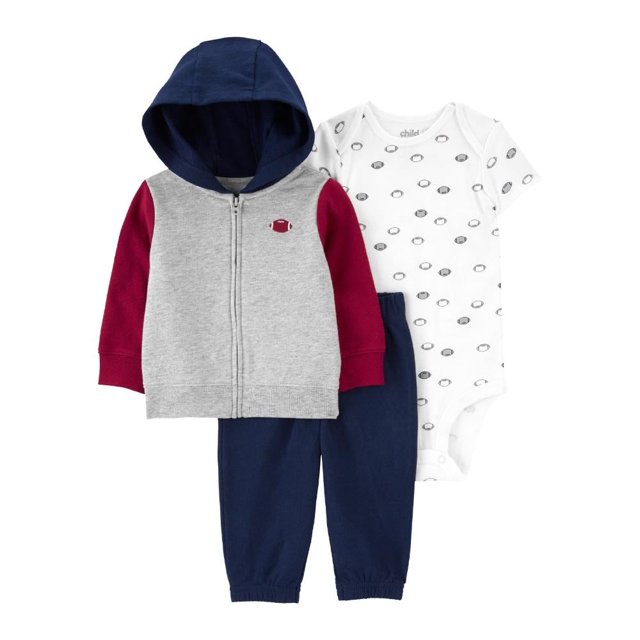 Set 3pzs c/cardigan Carter's Child of Mine Azul Marino Estampado Balones 0-3M