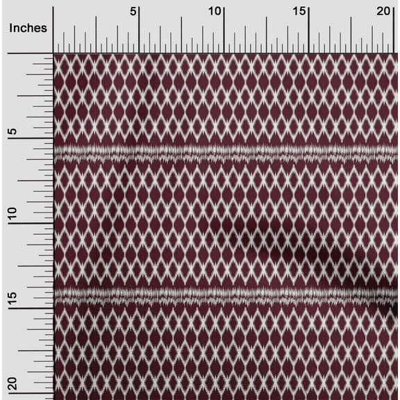 oneOone Organic Cotton Poplin Twill Fabric Argyle Ikat Print Fabric By The Yard 42 Inch Wide