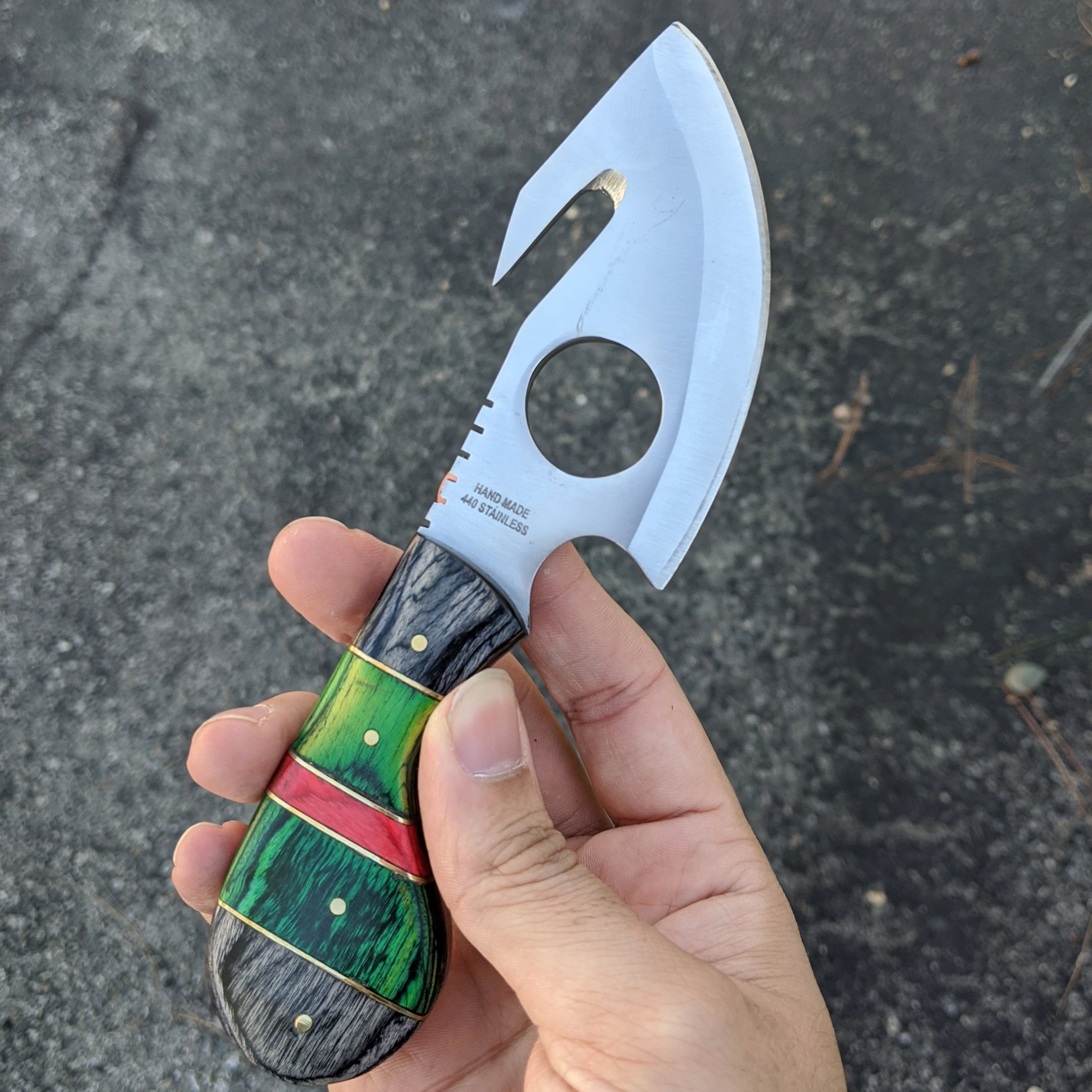 Hunting Knife6/" Overall Cat Skinner Red//Black//Green Wood Handle Full Tang