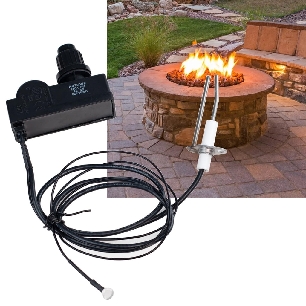 Sinyiin 5Pieces Gas Control Valves and Electrode Igniter Set Metal Texture for Fire Pits