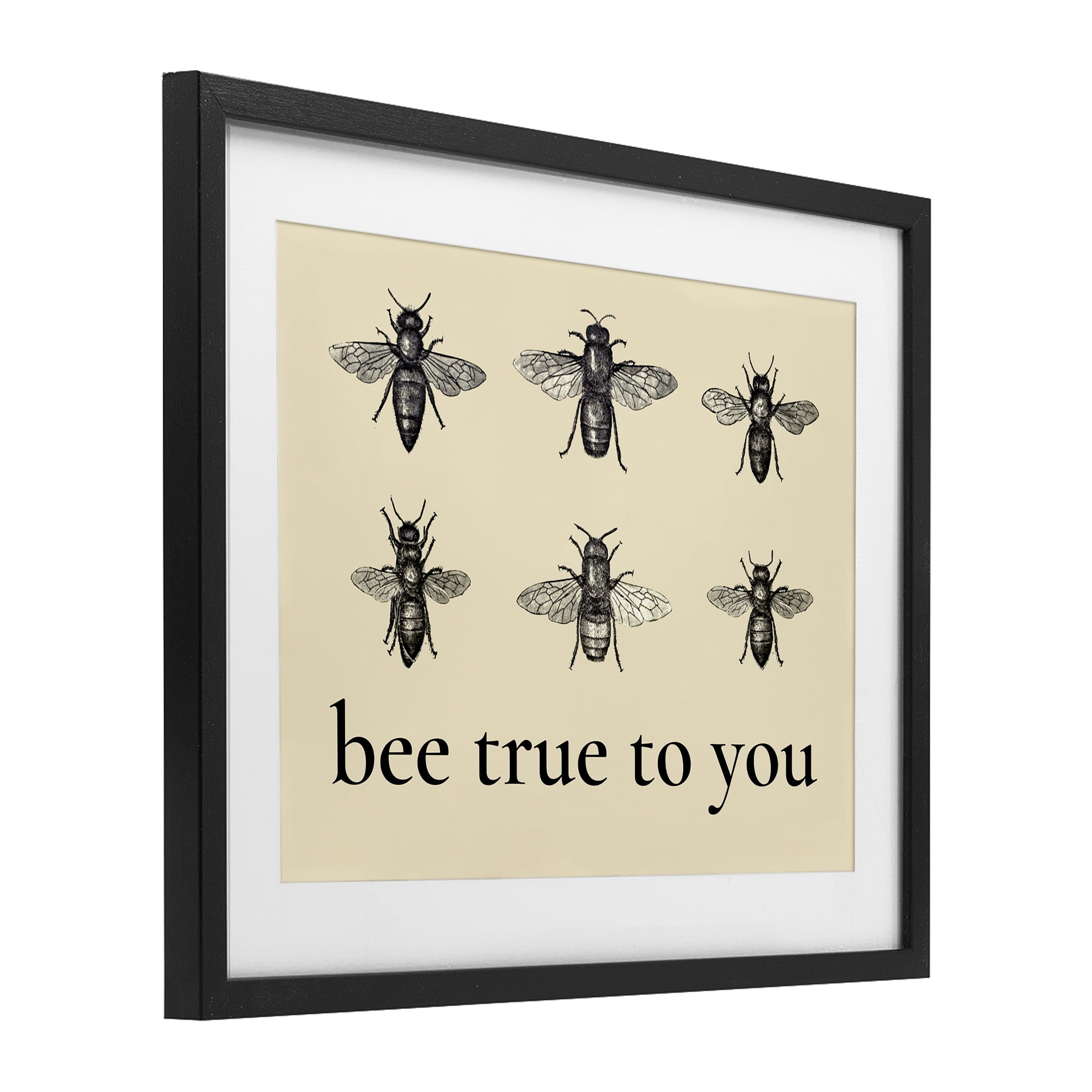 Bee True To You Inspiration Black Framed Print Under Glass, design by Lettered and Lined