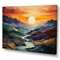 thumbnail image 2 of Designart "Orange Blue Mountains Bold Landscape" Modern Wall Art Living Room, 2 of 5