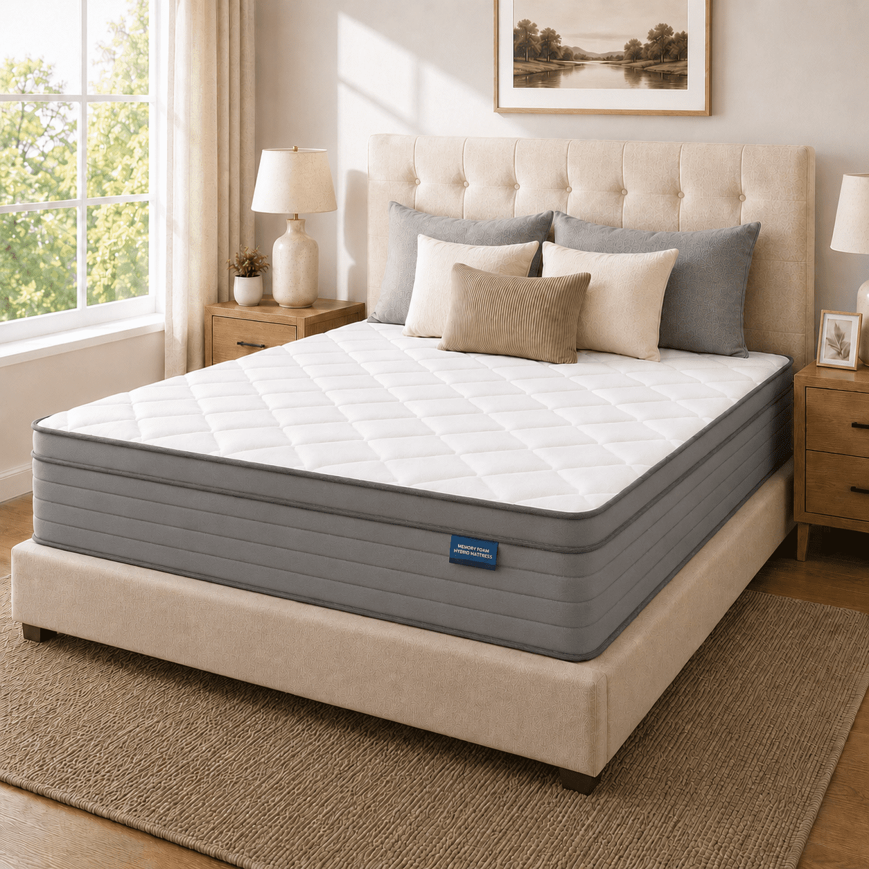 Arienivo Queen Size Mattress 12" Hybrid Mattress in a Box, Cooling Gel Memory Foam and Pocket Coils, Medium Support, Pressure Relief & Motion Isolation for Adult