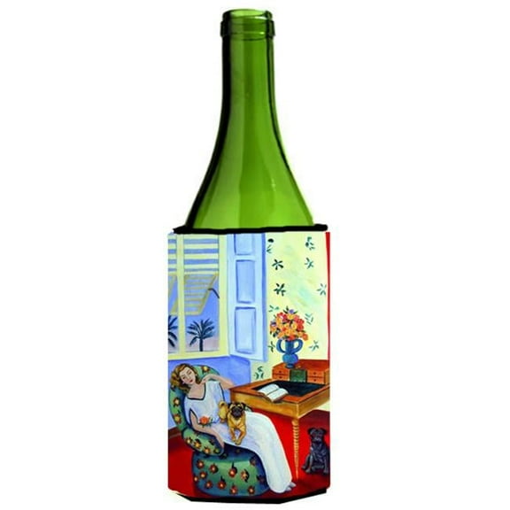 Lady With Her Pug Wine bottle sleeve Hugger - 24 oz.