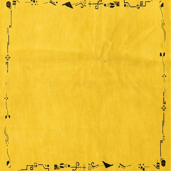 Ahgly Company Indoor Square Solid Yellow Modern Area Rugs, 4' Square