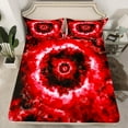 thumbnail image 2 of Manfei Gradient Red Spiral Bed Sheets Set King Size,Tie-Dye Style Bedding Sets King Size,Galaxy Starry Sky Bed Sheets King,Breathable Bedroom Decorative,4-Piece, 2 of 7
