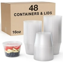 Pack Of 48 Disposable Thickened Round Plastic Bowls With Lids, Soup Bowls, Plastic Lunch Boxes, Snack Bowls, Food Leak-proof Containers