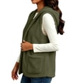 thumbnail image 5 of Oksale Hooded Fleece Vest for Women Sleeveless Jackets with Pockets Open Front Mid Length Jacket Warm Winter Vests Soft Cozy Drawstring Outwear Green M, 5 of 10