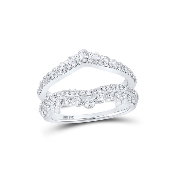 14kt White Gold Womens Round Diamond Wrap Enhancer Wedding Band 7/8 Cttw