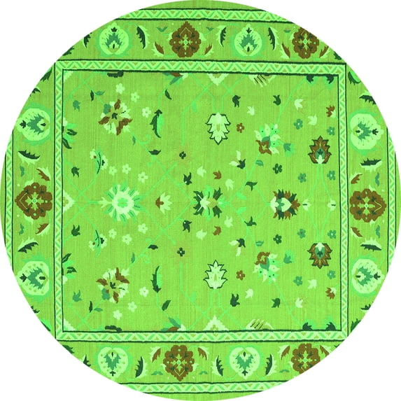 Ahgly Company Indoor Round Abstract Green Contemporary Area Rugs, 5' Round