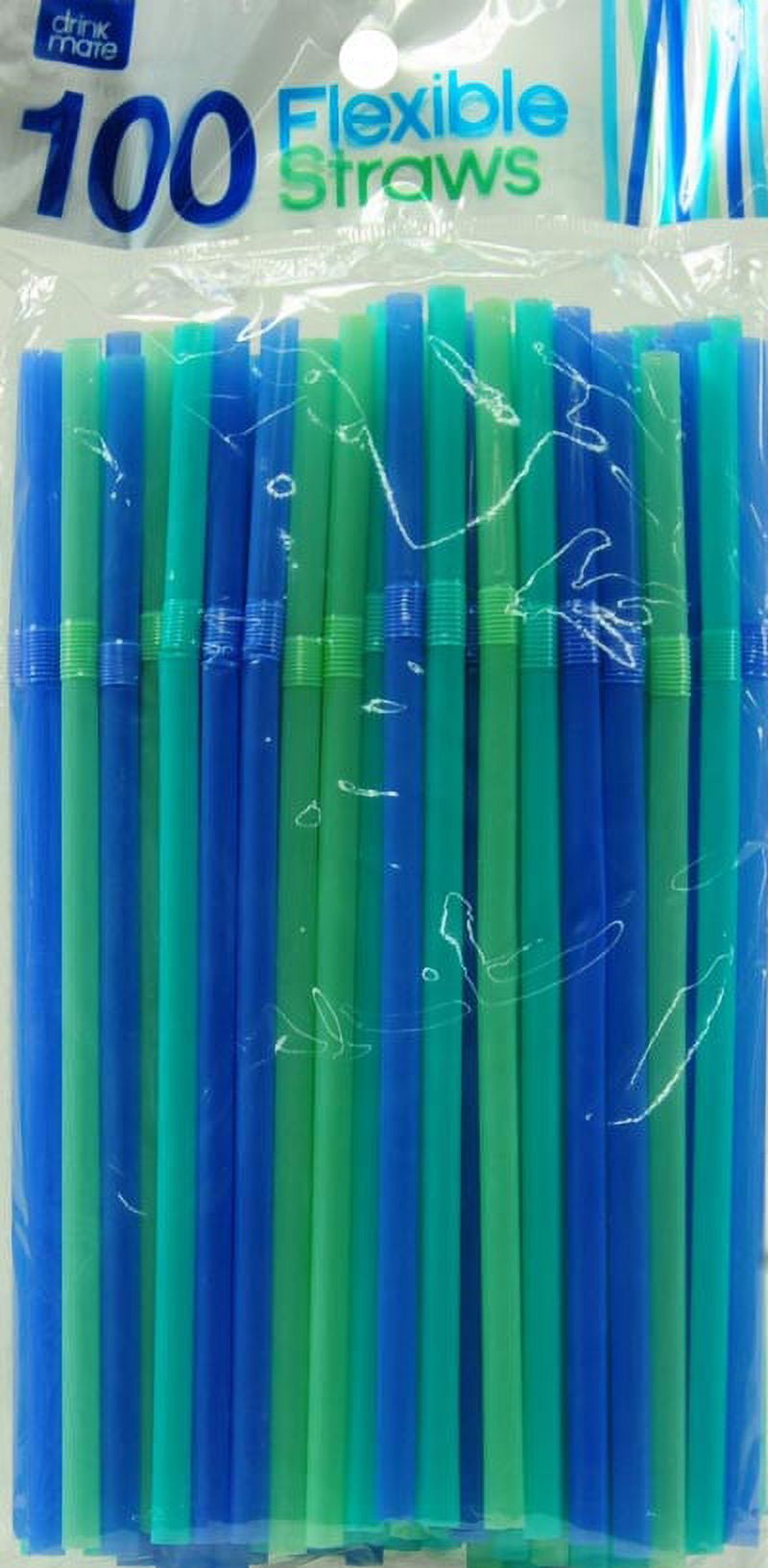 Flexible Blue & Green Straws, 100 Count