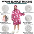 thumbnail image 5 of Wearable Oversized Blanket,Pink Breast Cancer Wearable Blanket Hoodie for Adults,Cozy Hooded Blankets with Super Pockets,Super Warm Fuzzy Pullover for Women & Men, 5 of 6