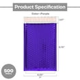 thumbnail image 4 of SSBM Purple Bubble Mailers 7" x 6.75" Tamper-evident Metallic Bags for Retail Packing Needs 500 Pack, 4 of 5