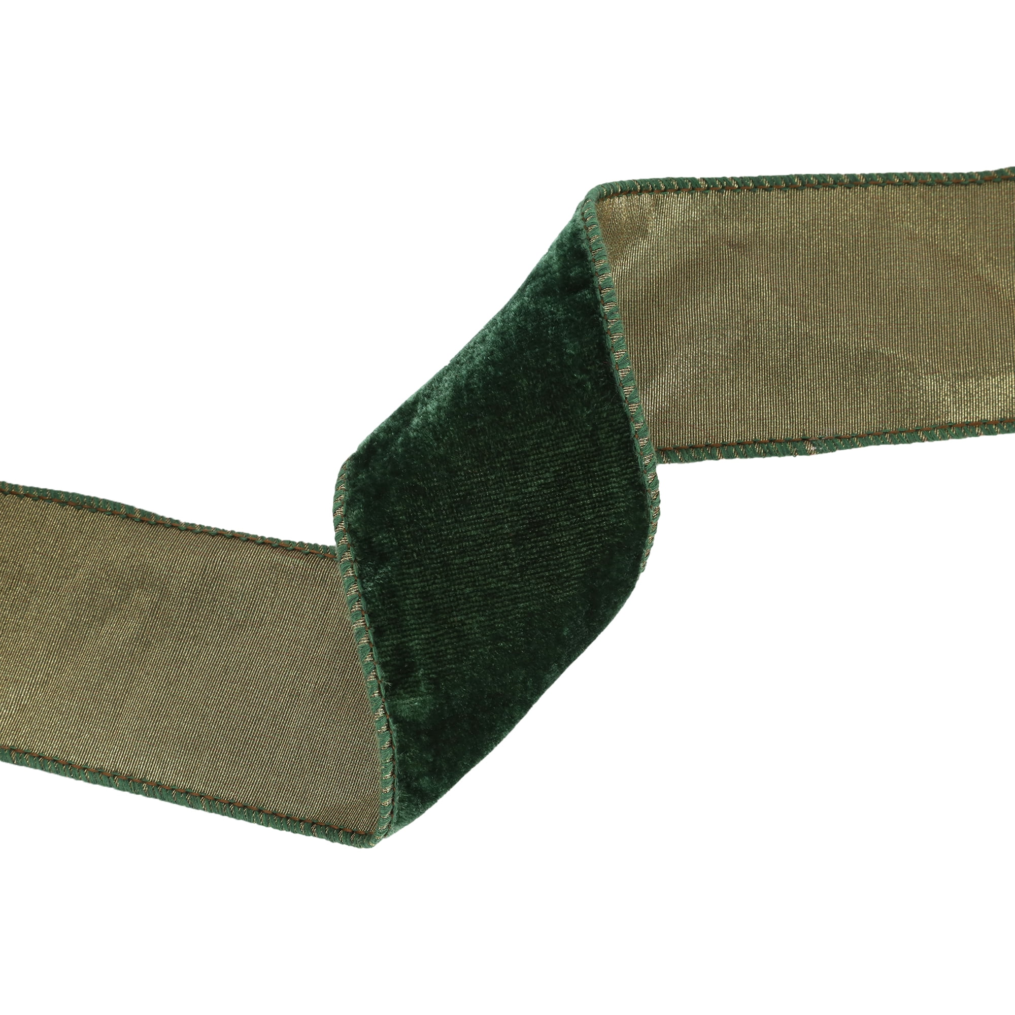 LaRibbons 2 1/2" Wired Green Velvet Ribbon, 10 Yard Roll