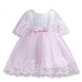 thumbnail image 1 of Girls Dresses Spring Summer Print Ruffle Short Sleeve Princess Show Lace Party Toddler Dress Pink 7-8 Years, 1 of 4