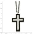thumbnail image 2 of Stainless Steel Brushed and Polished Black Ip Cubic Zirconia Cross Necklace - 24 Inch - Measures 30.46mm Wide, 2 of 2